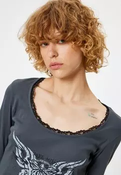 Топ с длинными рукавами CROP LONG SLEEVE Koton, антрацит