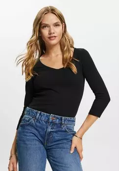 Топ с длинными рукавами Esprit, черный