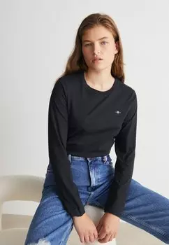 Топ с длинными рукавами GANT, черный