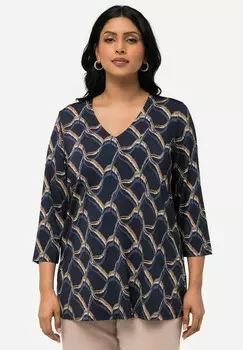 Топ с длинными рукавами GEOMETRIC 3/4 SLEEVE SLINKY Ulla Popken, темно-синий