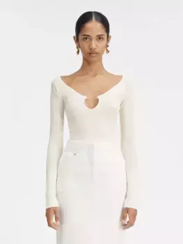 Топ с длинными рукавами и фестонами Ле Пралу Jacquemus, белый