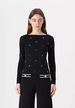 Топ с длинными рукавами RHINESTONE OPEN BACK KARL LAGERFELD, черный