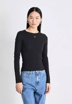 Топ с длинными рукавами SLIM POINTELLE TEE Tommy Jeans, черный