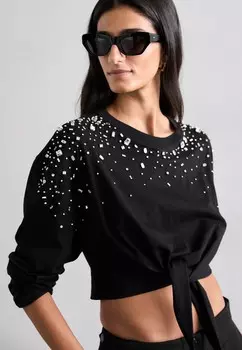Топ с длинными рукавами STELLAR STRASS sandro, черный