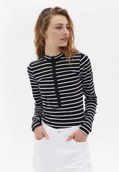 Топ с длинными рукавами STRIPED WITH BUTTON DETAIL OXXO, цвет ice milk black