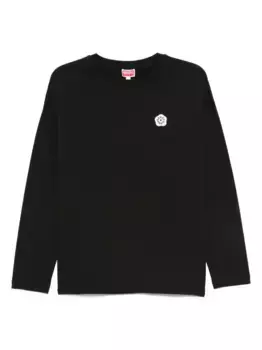 Топ с длинными рукавами, украшенный цветами KENZO, черный