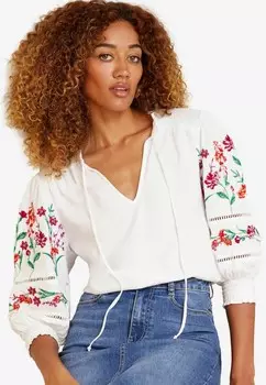 Топ с длинными рукавами V NECK REGULAR FIT Love & Roses, белый