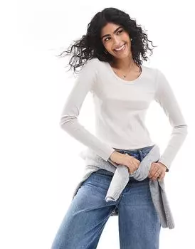 Топ с длинными рукавами в рубчик в цвете «камень» Vero Moda
