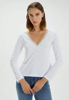 Топ с длинными рукавами WITH NECKLINE DETAIL System Action, цвет off white