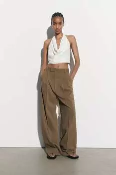 Топ с драпировкой ZARA, устричный белый
