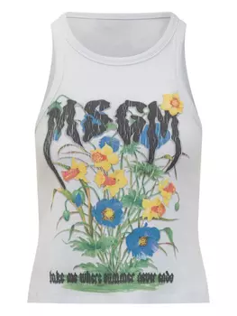 Топ с графическим принтом MSGM, белый