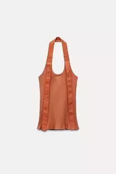 Топ с халтером ZARA, жженый апельсин