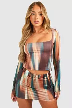 Топ с квадратным вырезом tie dye Boohoo, разноцветный