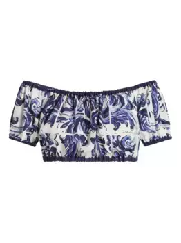 Топ с открытыми плечами и принтом пейсли DOLCE & GABBANA, синий