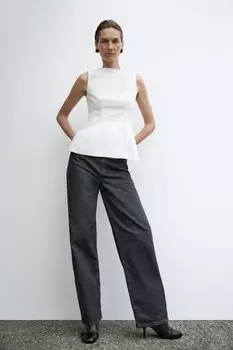 Топ с пеплумом ZARA, белый