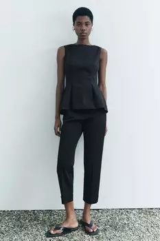 Топ с пеплумом ZARA, черный