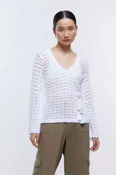 Топ с поясом крючком River Island, белый