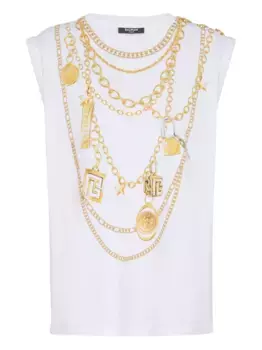 Топ с принтом Collier BALMAIN, белый