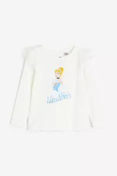 Топ с принтом и оборками H&M, белый