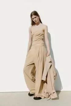 Топ с прямым вырезом ZARA, кэмел
