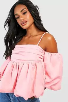 Топ с рукавами Boohoo, розовый