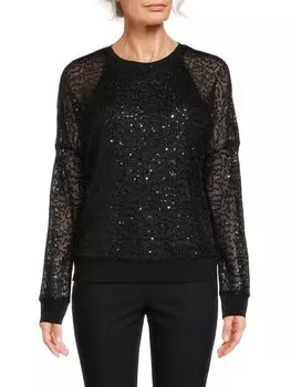 Топ с рукавами «летучая мышь» с пайетками Dkny, черный