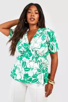 Топ с рюшами под бюстом Boohoo, зеленый