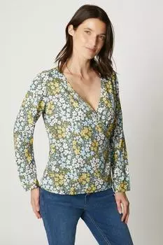 Топ с V-образным вырезом и запахом Debenhams, хаки