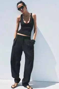 Топ с v-образным вырезом ZARA, черный