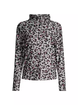 Топ с воротником-воронкой Cheetah Pop Nic+Zoe, Petites, серый