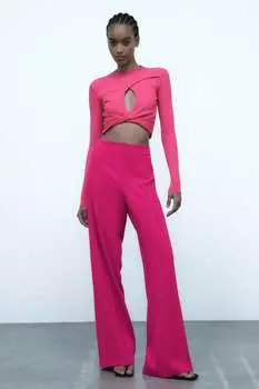 Топ с вырезами ZARA, фуксия