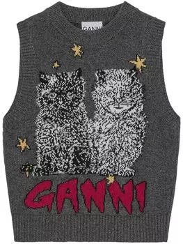 Топ с вышивкой GANNI, серый