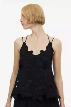 Топ с вышивкой H&M, черный