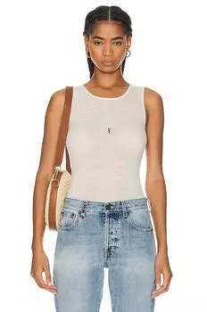 Топ Saint Laurent Jersey Tank, цвет Beige & Rouge