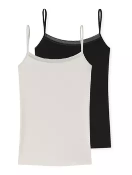 Топ Schiesser Spaghetti Cotton Lace, черный
