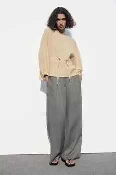 Топ со шнуром ZARA, песок