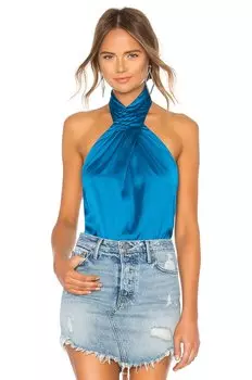 Топ superdown Amerie Pleated Halter, синий