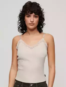 Топ Superdry Essential Lace Trim Cami, цвет oat/cream/marl