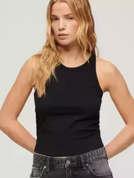 Топ Superdry Ruched Cropped Tank, черный