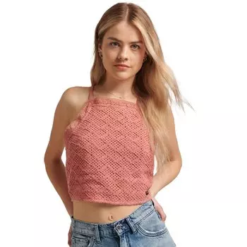 Топ Superdry Vintage Crop Crochet, розовый