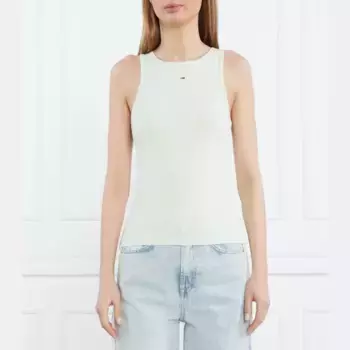 Топ tjw Essential в рубчик, облегающий крой Tommy Hilfiger, зеленый