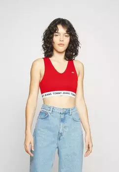 Топ Tommy Jeans, темно-малиновый