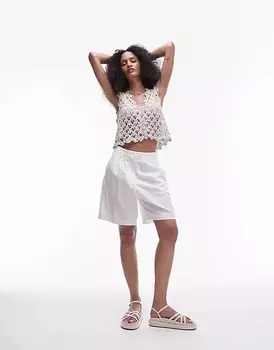 Топ Topshop Crocheted Knit, серо-бежевый