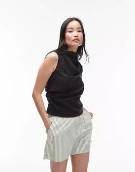 Топ Topshop High Neck Sleeveless, черный