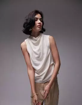 Топ Topshop High Neck Sleeveless, кремовый
