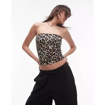 Топ Topshop Leopard Print, коричневый