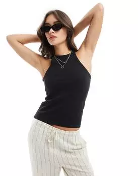 Топ Vero Moda Ribbed Racer, черный