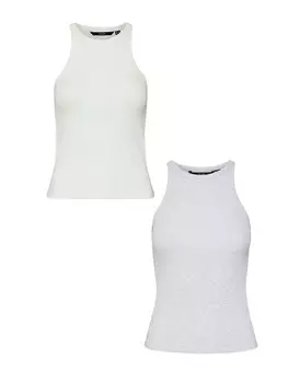 Топ Vero Moda Shirt 2er Set enges Tank Rundhals ohne rmel, цвет grau-wei