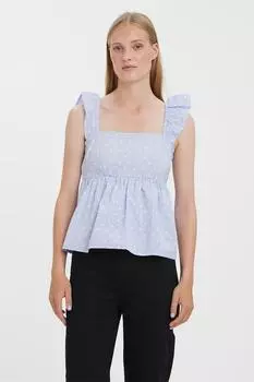 Топ в горошек с баской Vero Moda, белый