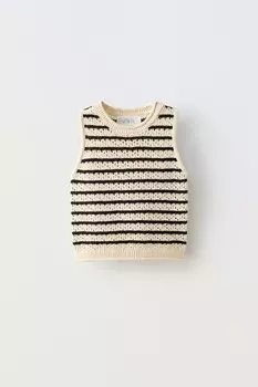 Топ в полоску крючком ZARA, цвет stripes